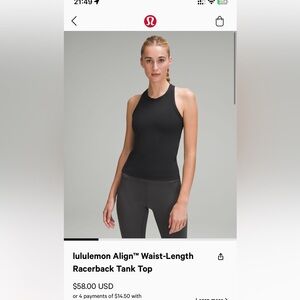 Lululemon Align Racerback Tank top waist-length